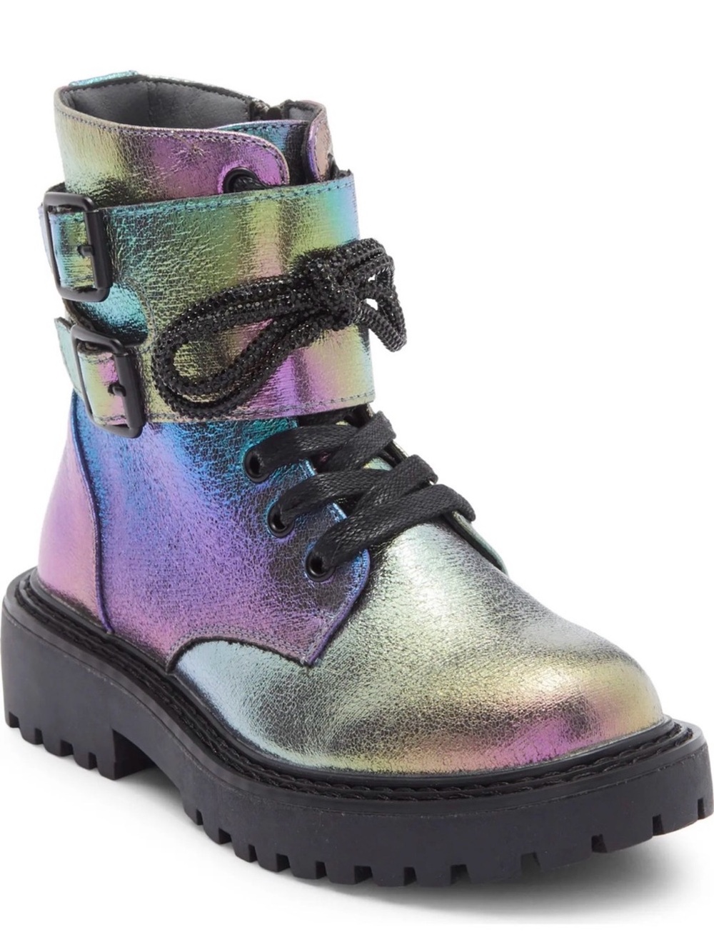 BCBGirls Brianna Girls Iridescent Metallic Combat Boots Size 1